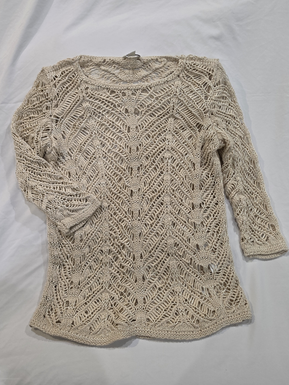 J. Jill Open-Knit Scoop-Neck Sweater in Cream